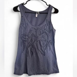 MUR MUR Beaded Blue Tank Top
